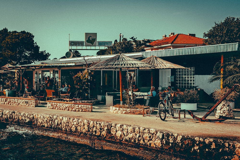 a building with a bike parked outside of it