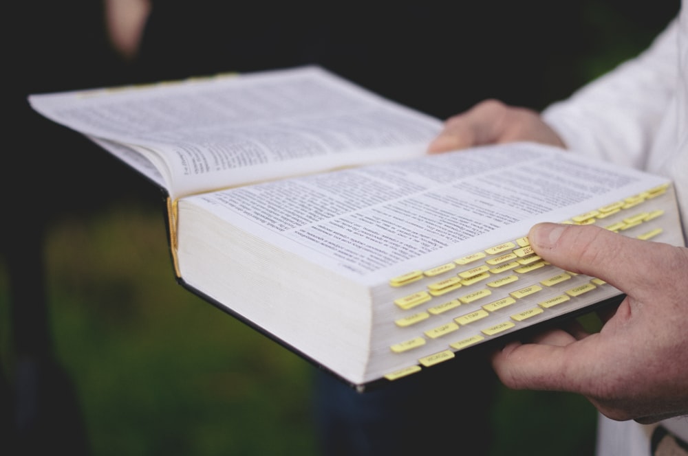 a person holding a book in their hands