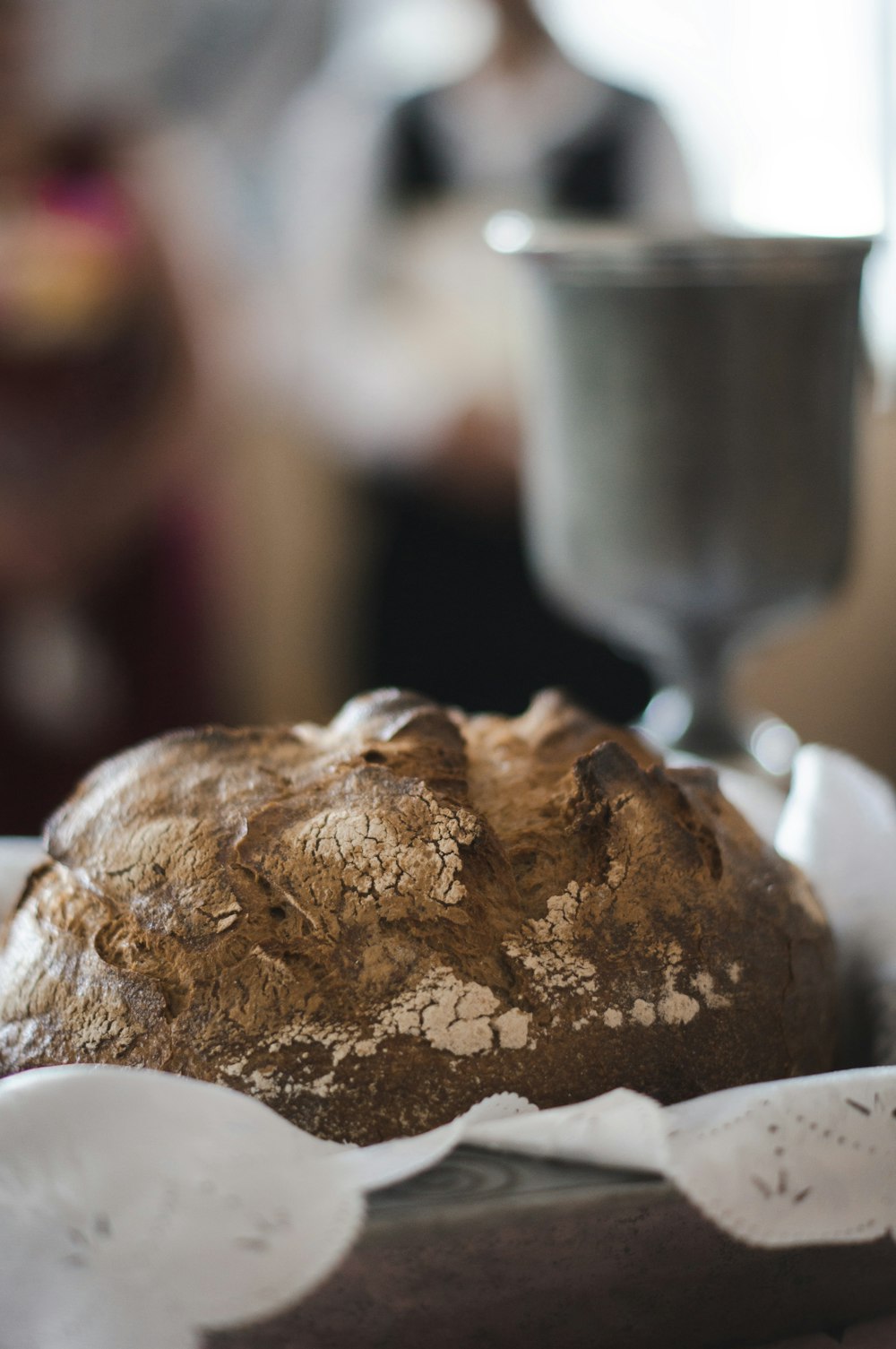 a loaf of bread sitting on top of a table