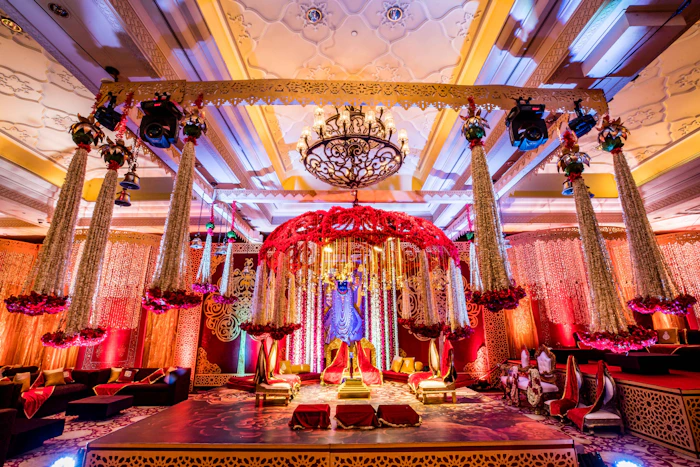 Wedding stage with chandelier