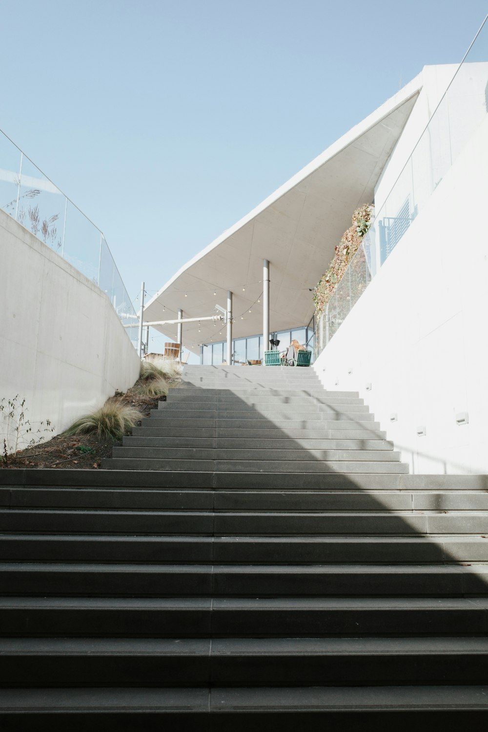 a set of stairs leading up to a building