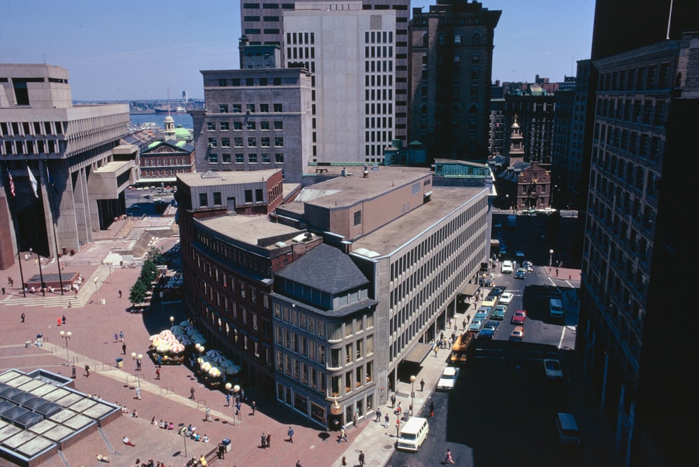 a view of a city from a tall building