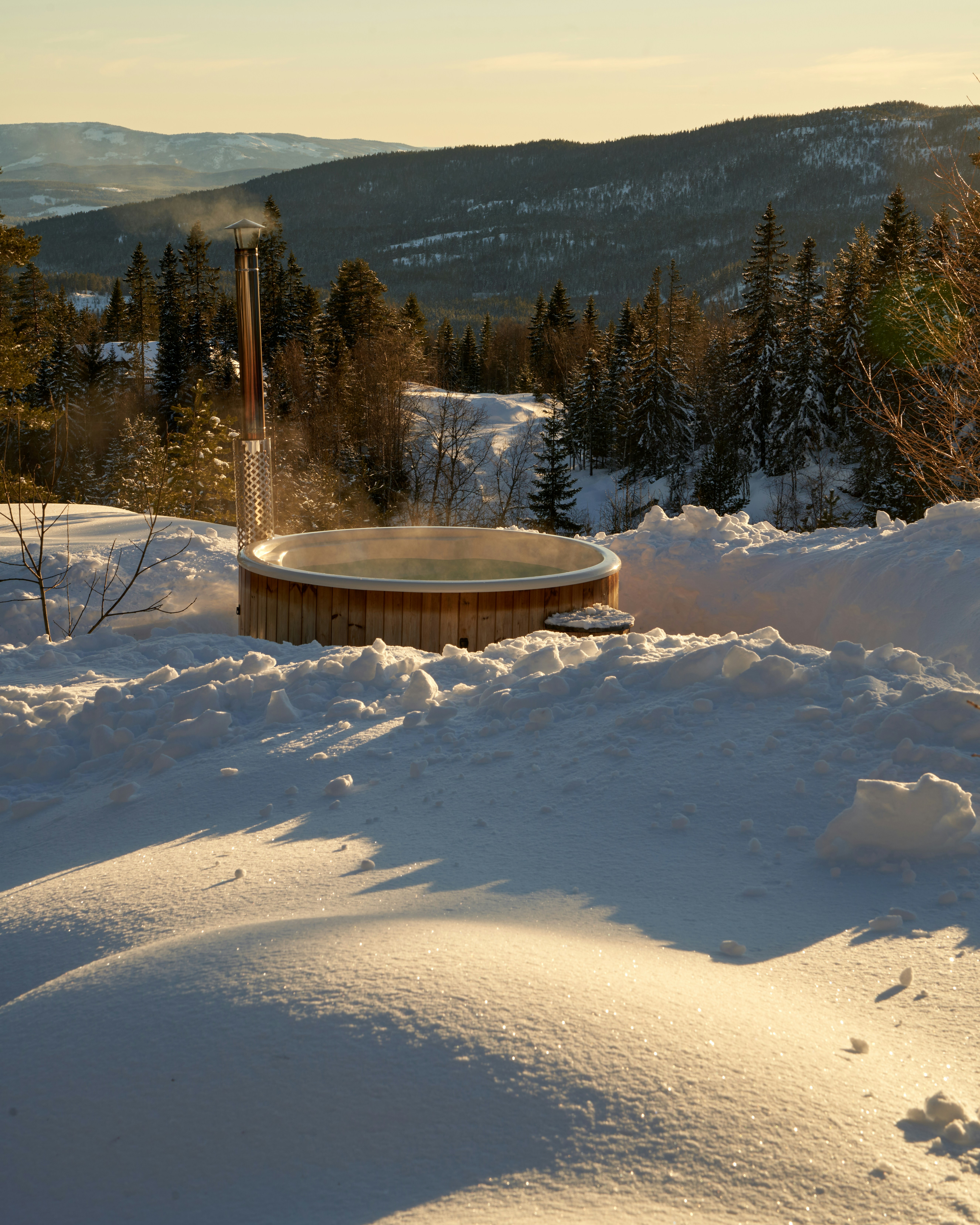 a hot tub in the middle of a snowy field - The Hot Tub Guy can fix spas in all weather