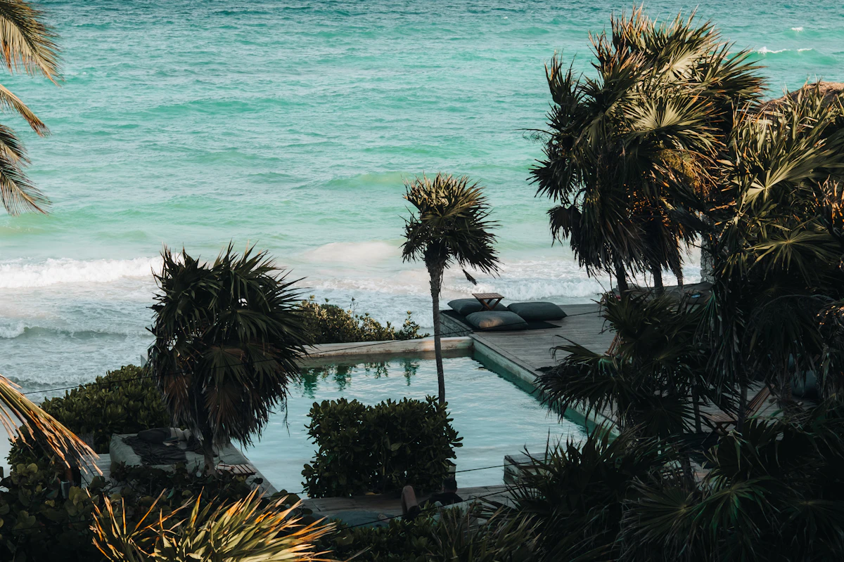 A luxury pool overlooking the sea in Jamaica