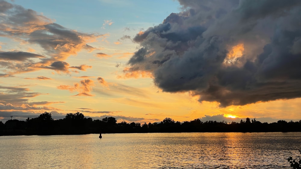 a large body of water under a cloudy sky