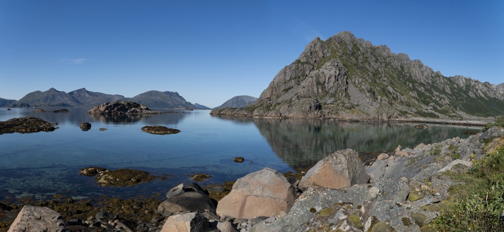 a large body of water surrounded by mountains