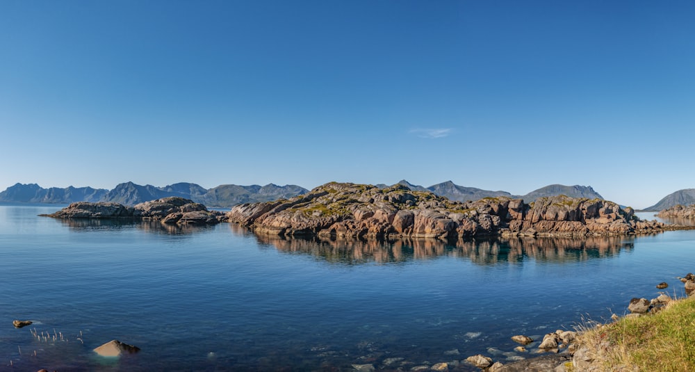 a large body of water surrounded by mountains