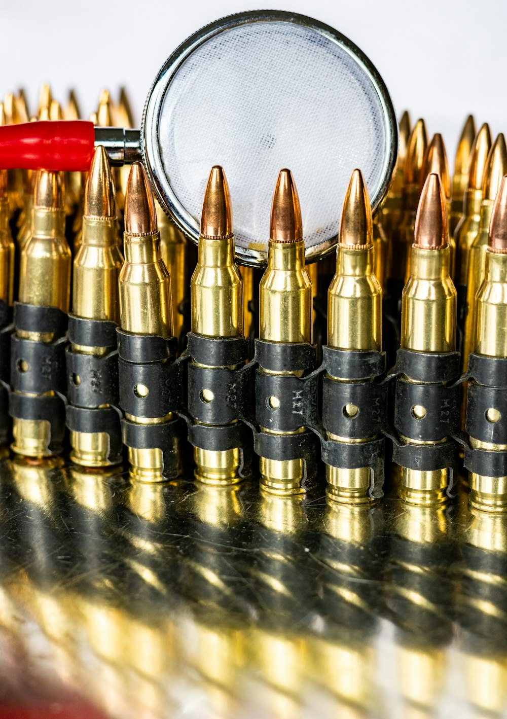 a close up of a bunch of bullet casings