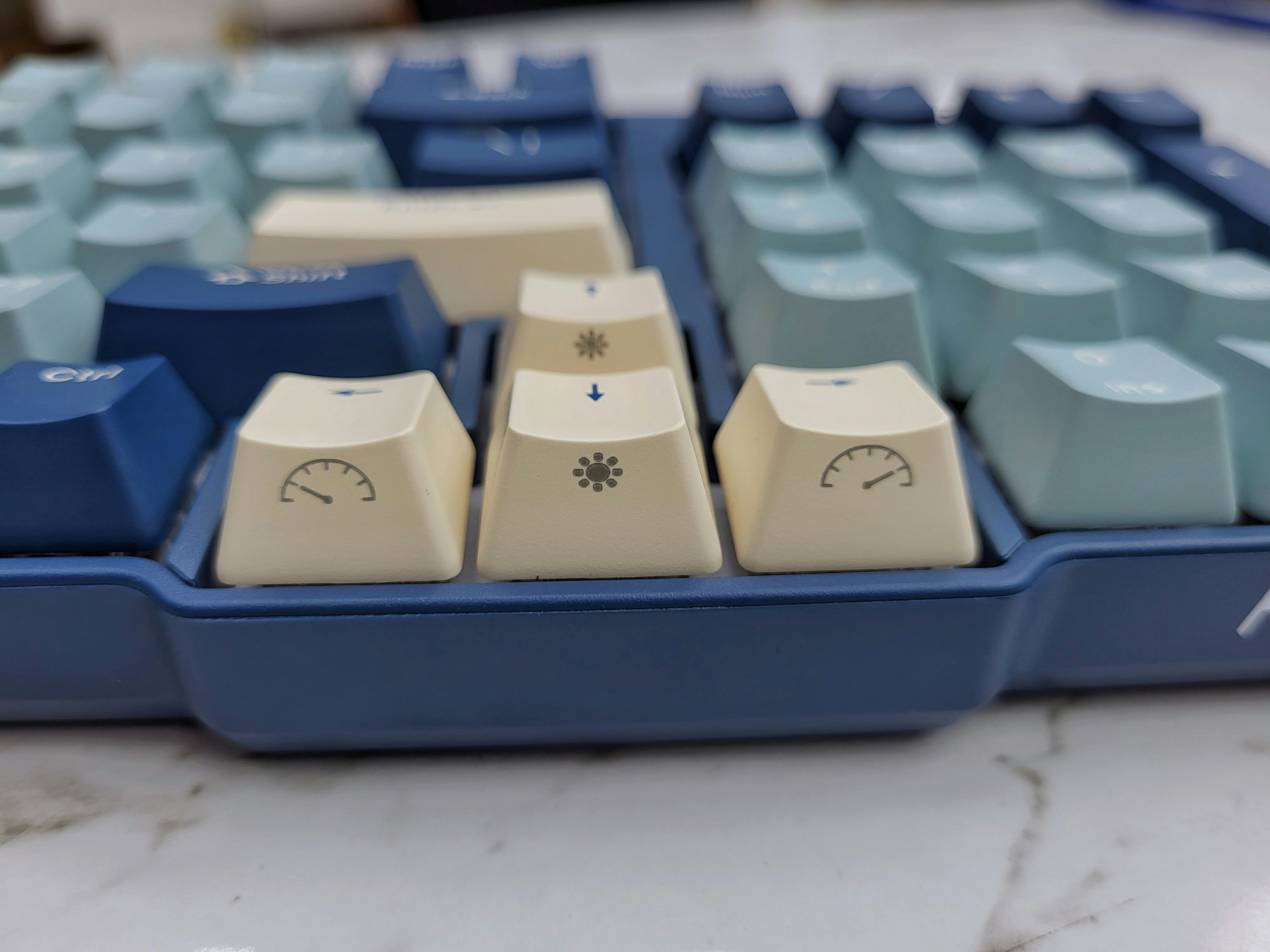 a close up of a computer keyboard on a table