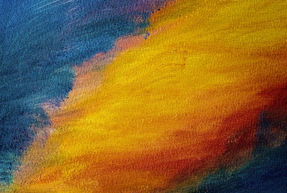 a painting of a yellow and blue background