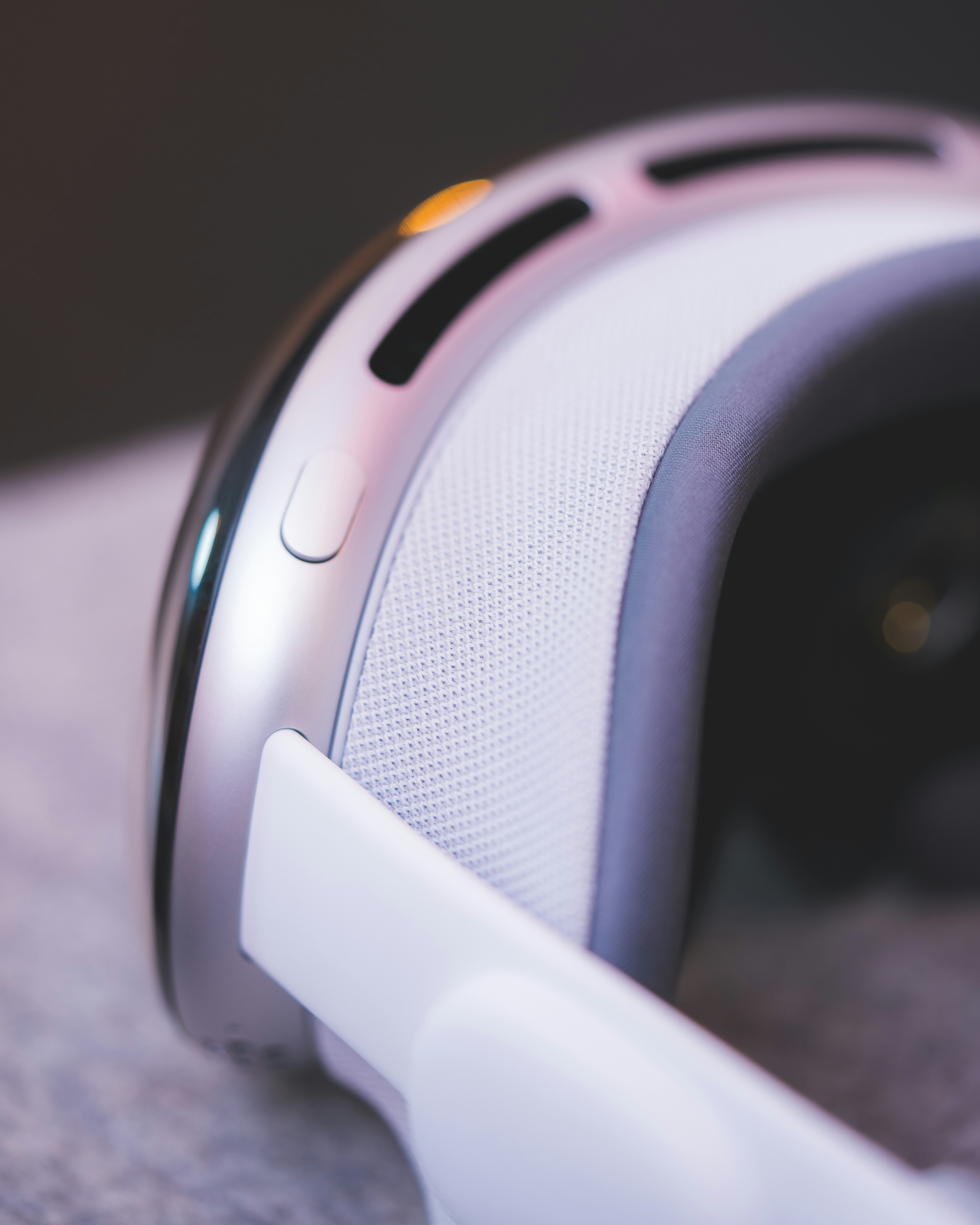 a close up of a white and black helmet