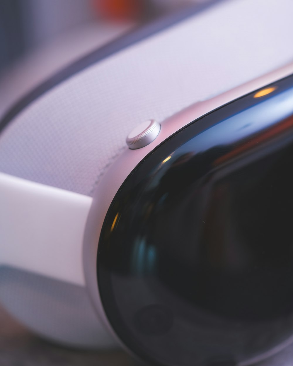 a close up of a speaker on a table