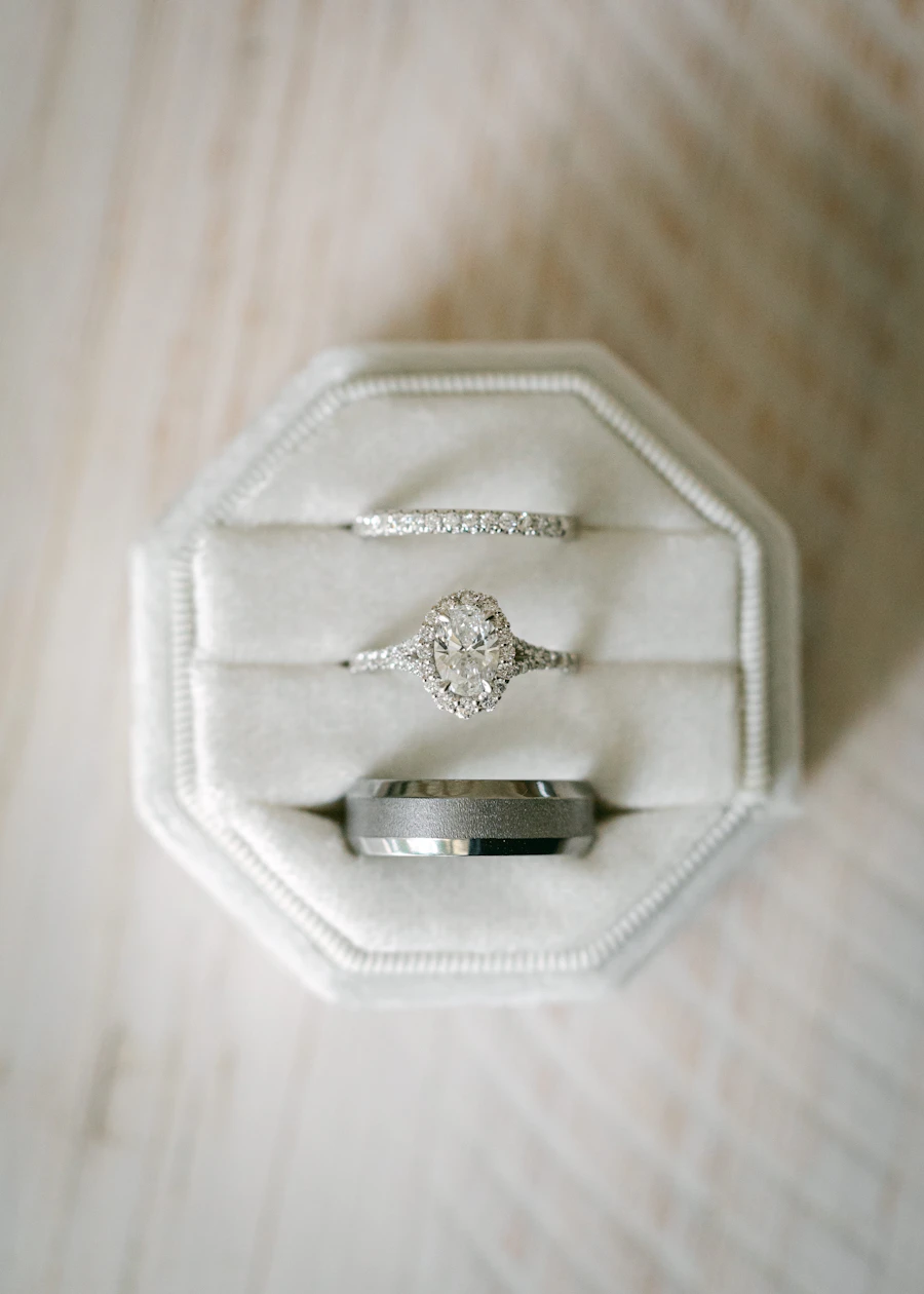 Stacked diamond wedding bands
