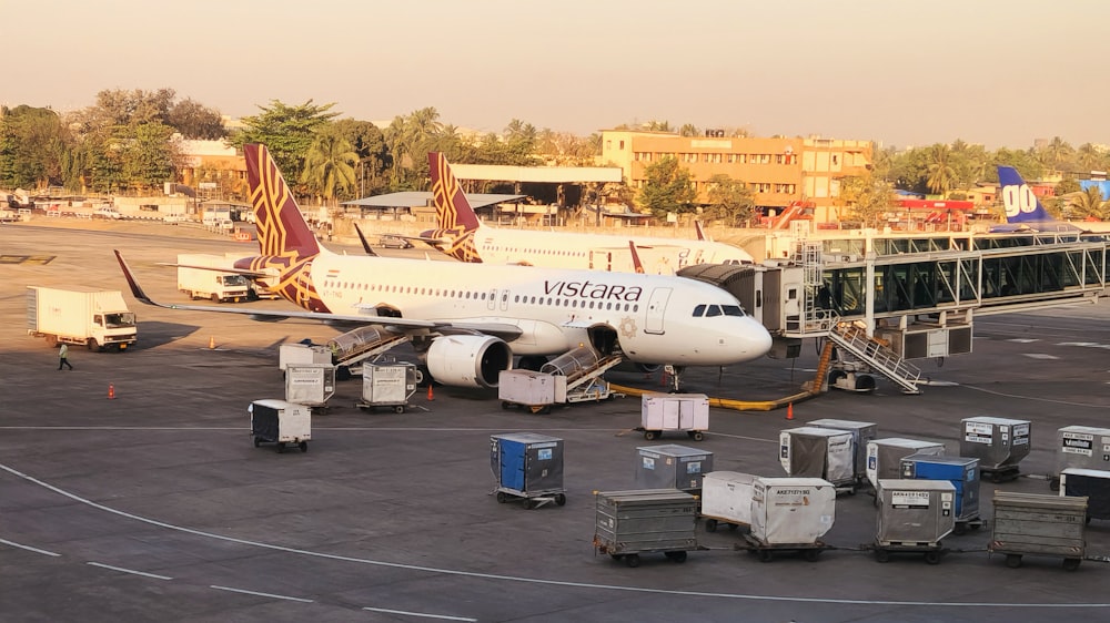 a large jetliner sitting on top of an airport tarmac