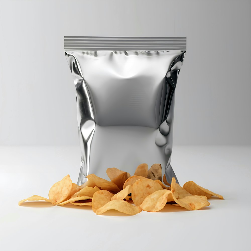 a bag of potato chips sitting on top of a table