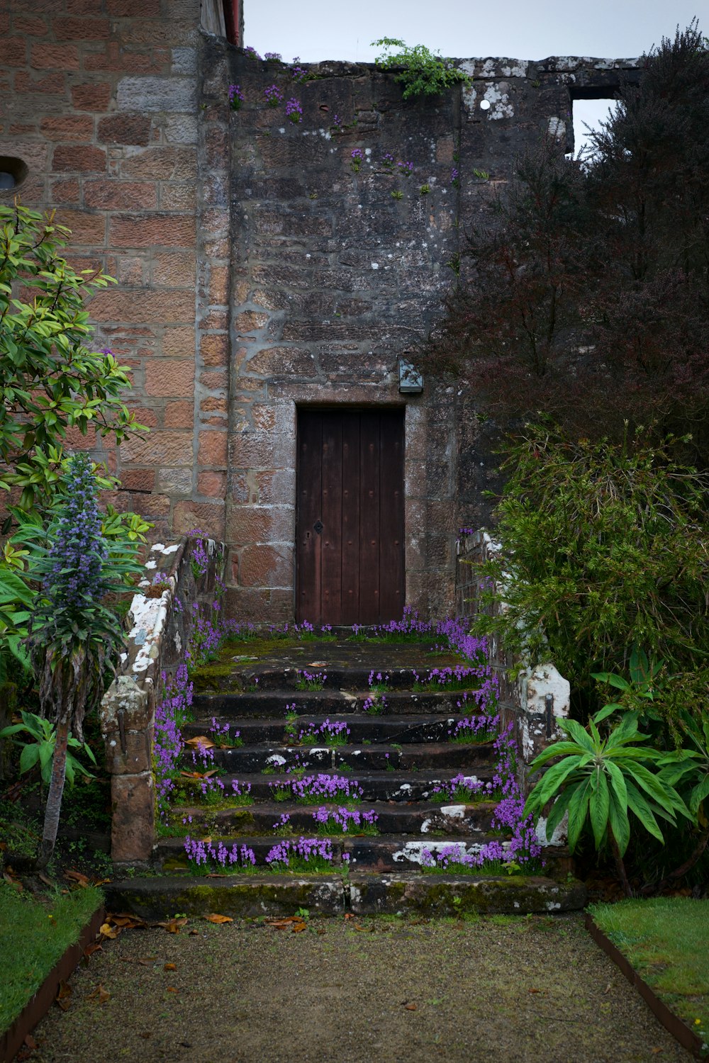 a set of steps leading up to a door