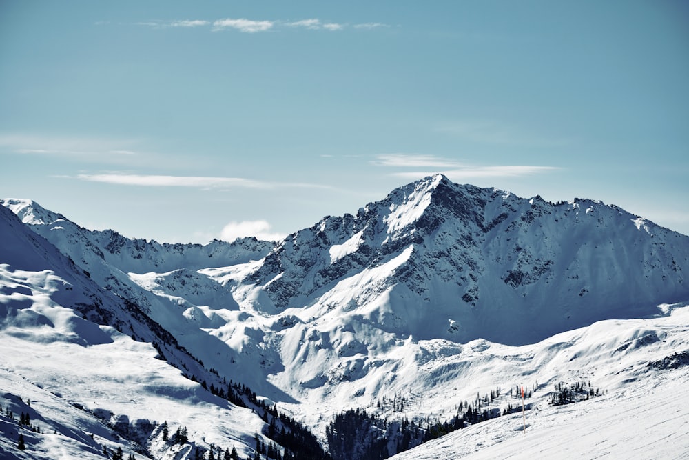 a snow covered mountain with a sky background