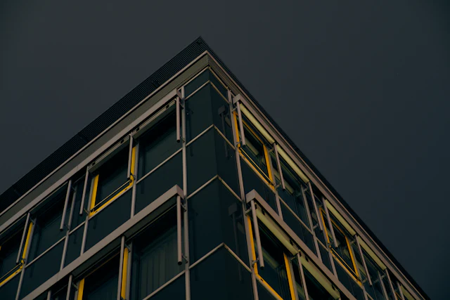 Office building working off-hours at night