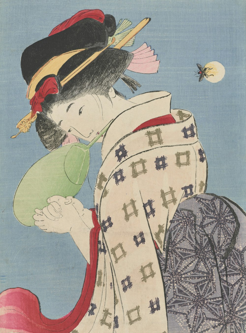a painting of a woman in a kimono
