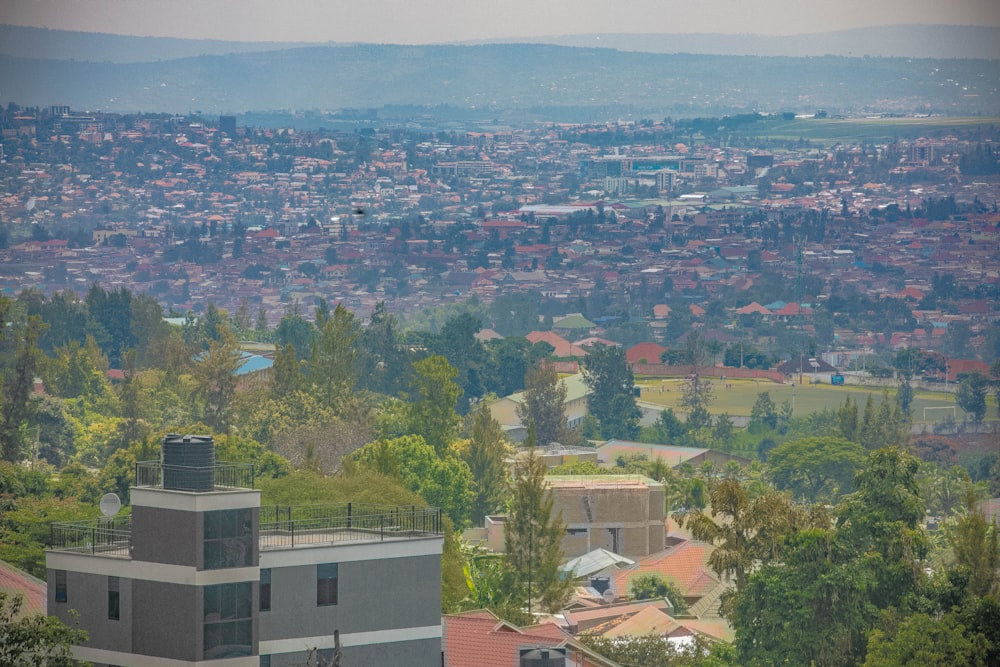 a view of a city from the top of a hill