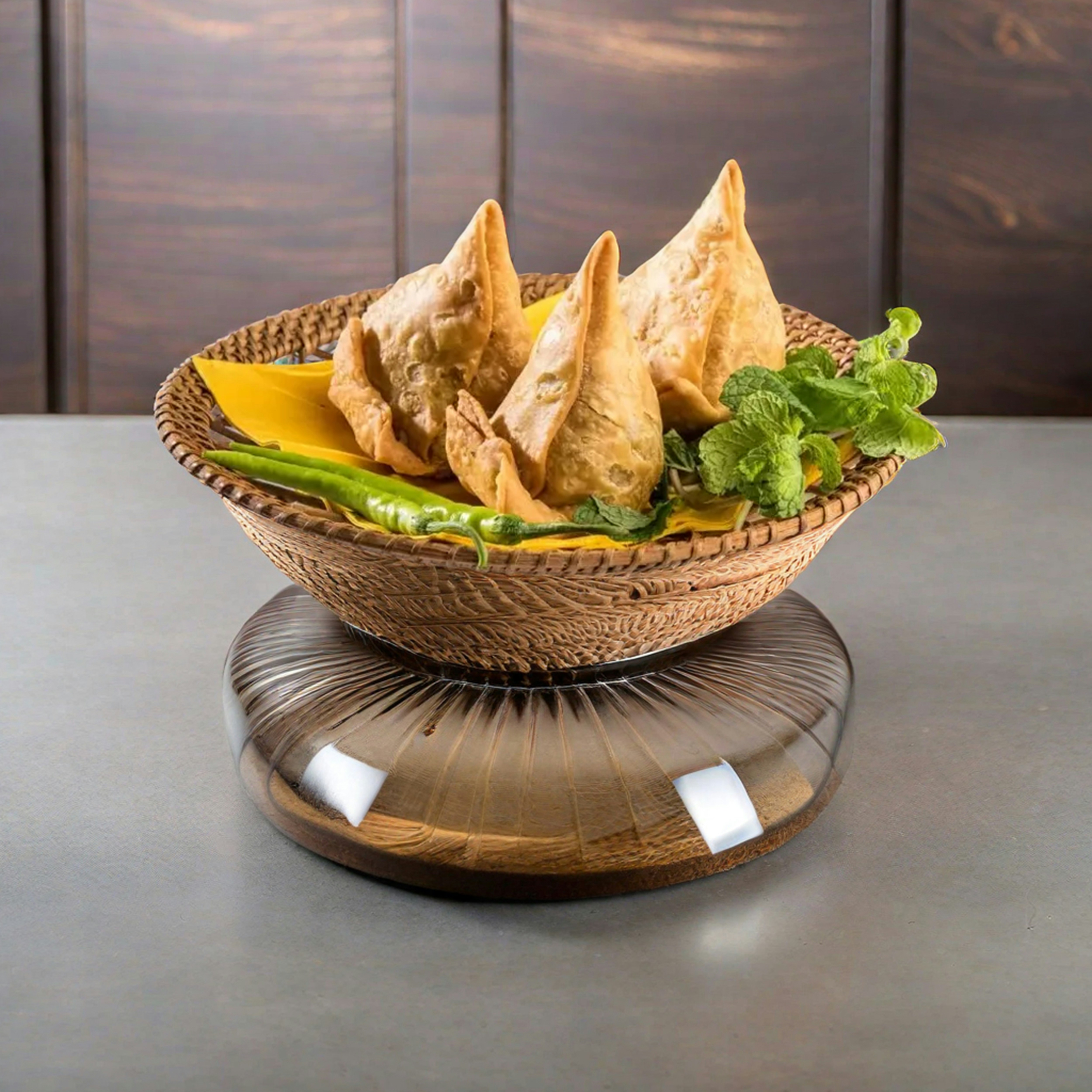 a bowl of food sitting on top of a table
