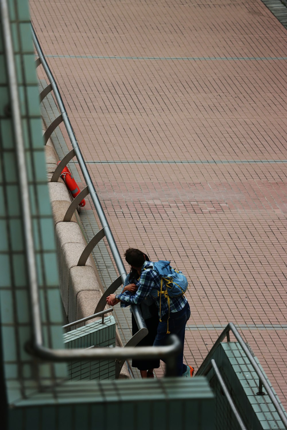 a person climbing up a set of stairs