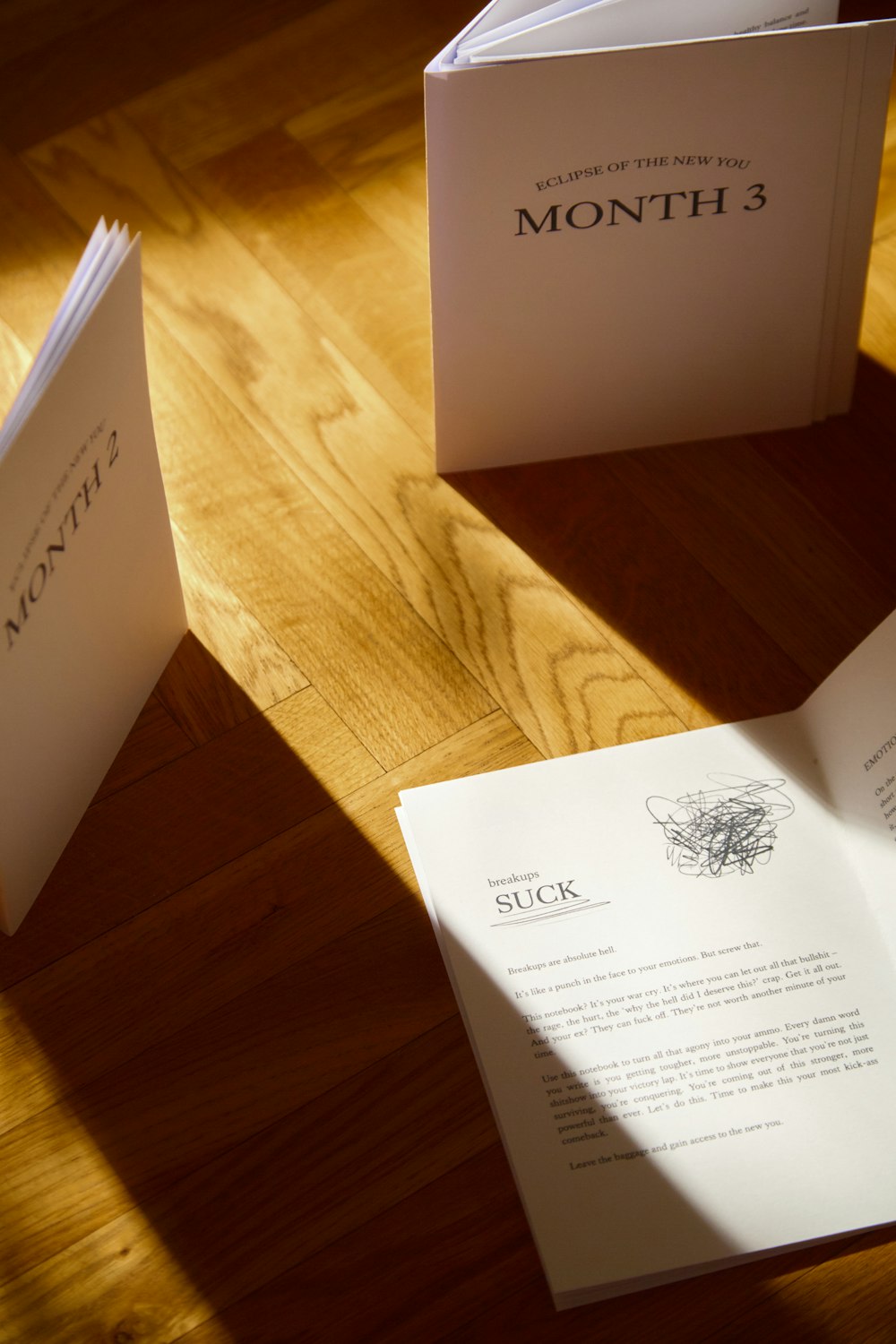 two open books sitting on top of a wooden table