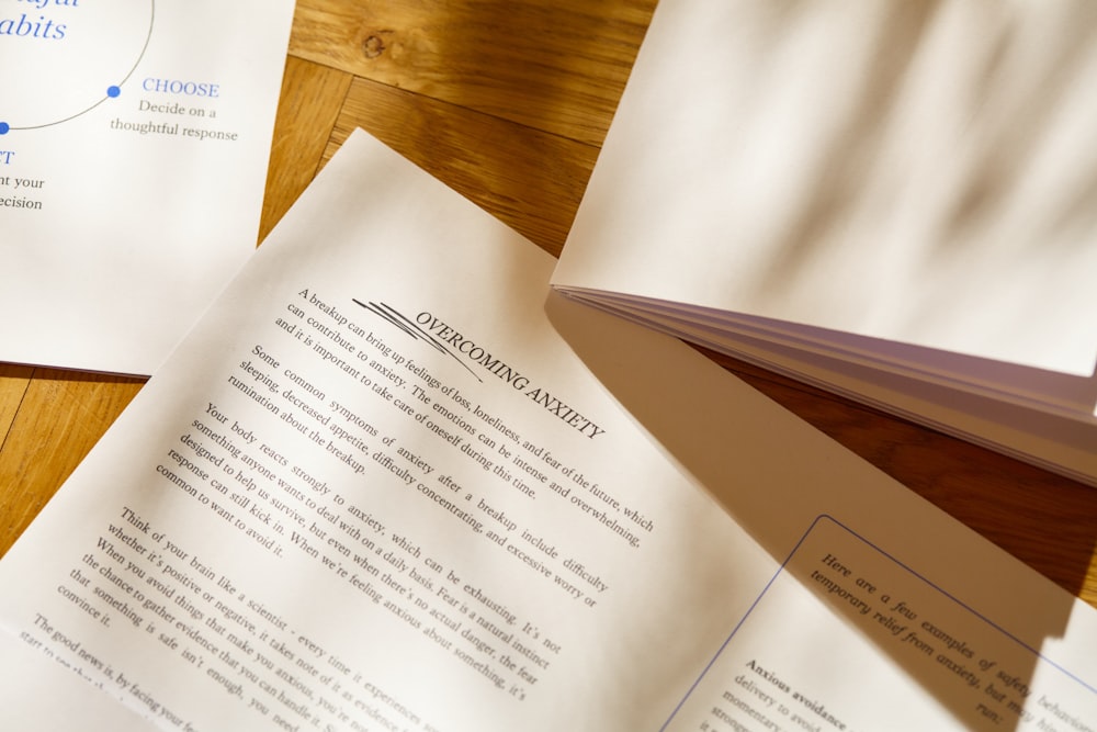 a close up of a book on a wooden table