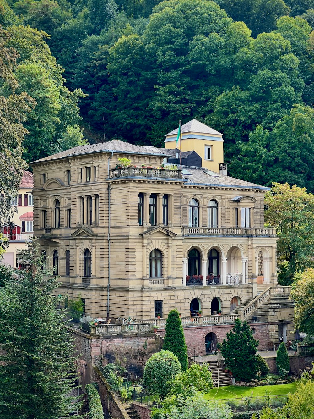 a large building with a clock tower on top of it