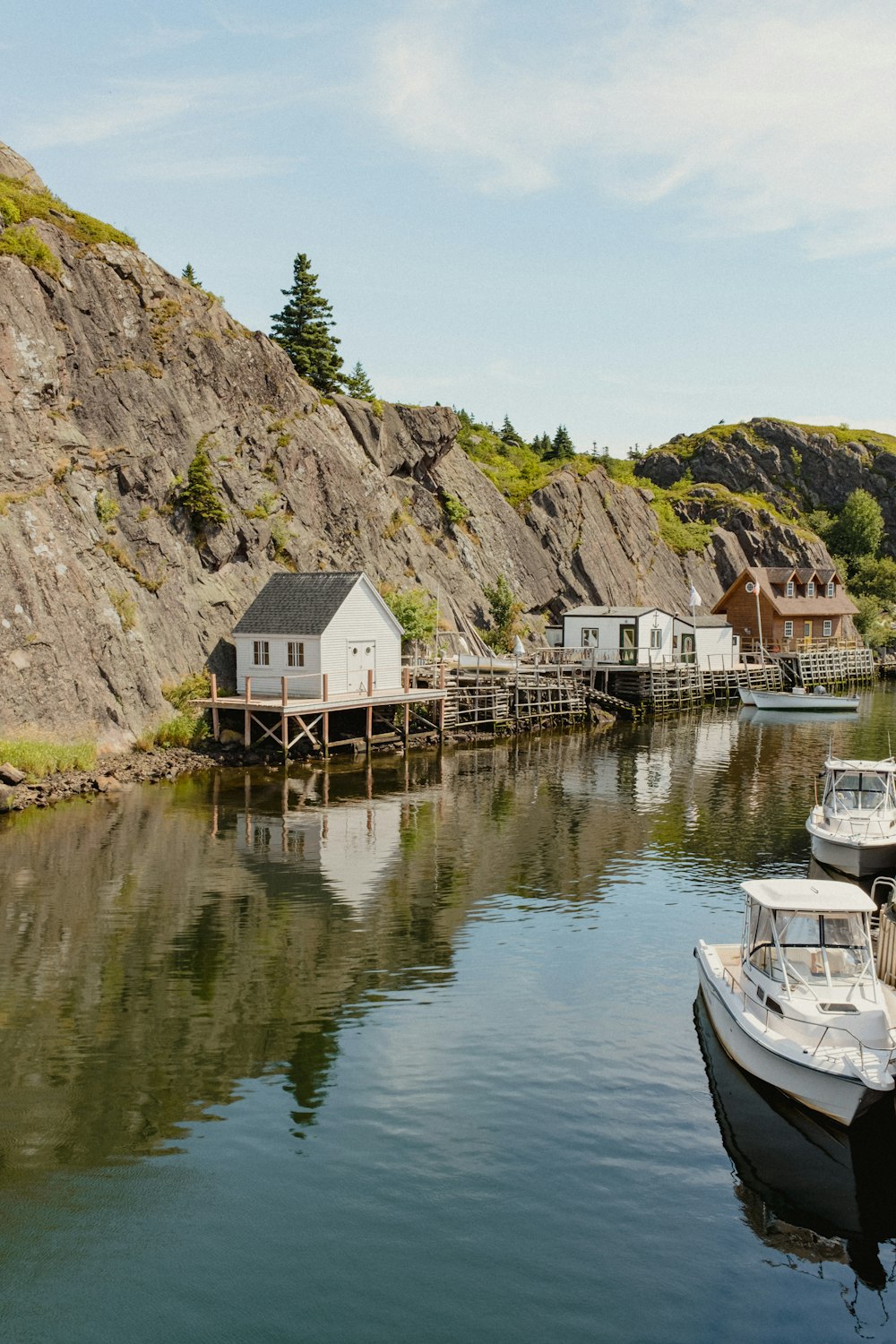 a couple of boats that are sitting in the water