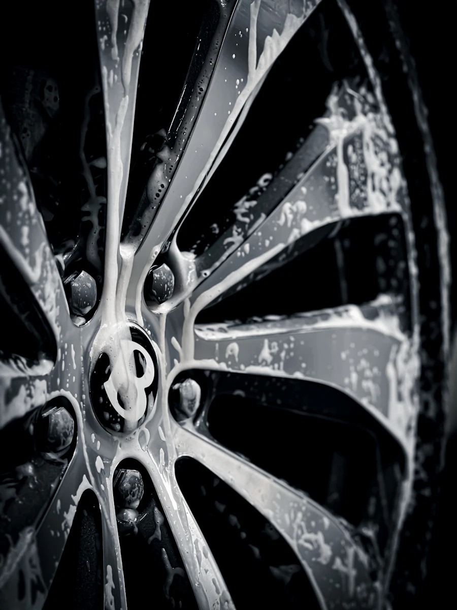 Close-up of a clean Bentley wheel and tyre