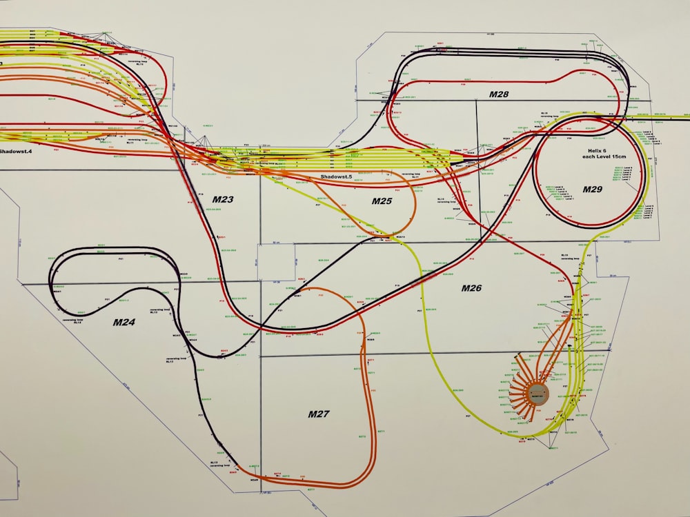 a diagram of a train that is on a wall