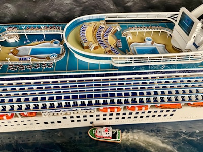 a model of a cruise ship in the water