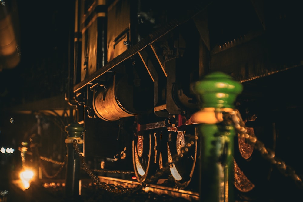 a close up of a train on a train track