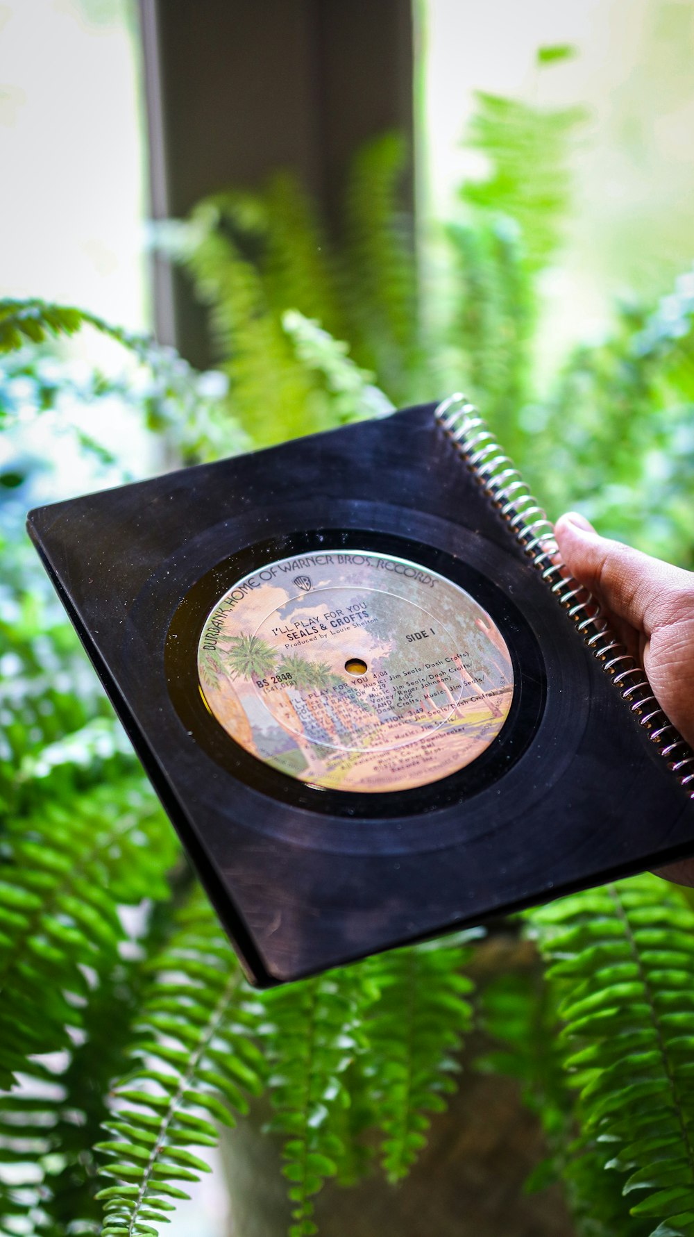 a person holding a record in their hand