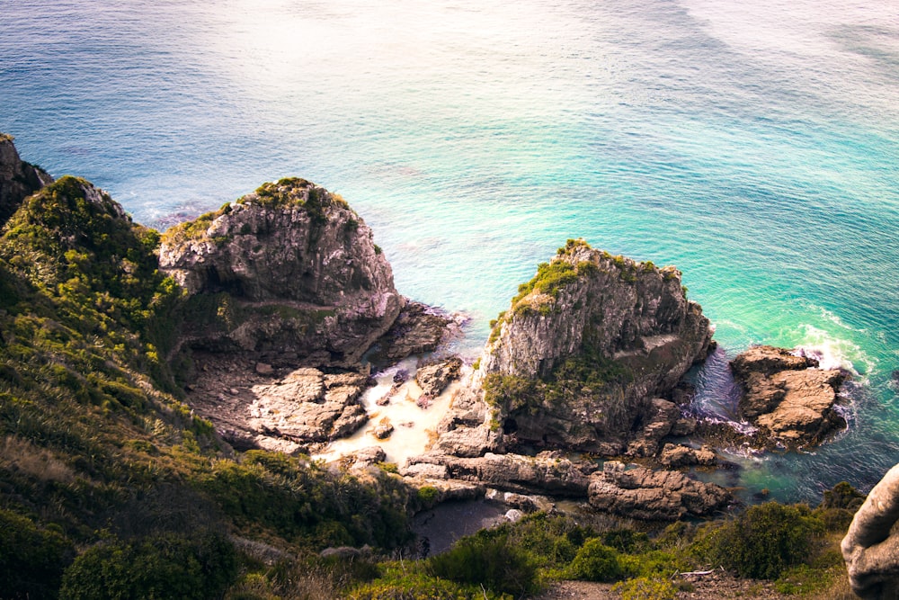 a view of the ocean from a cliff