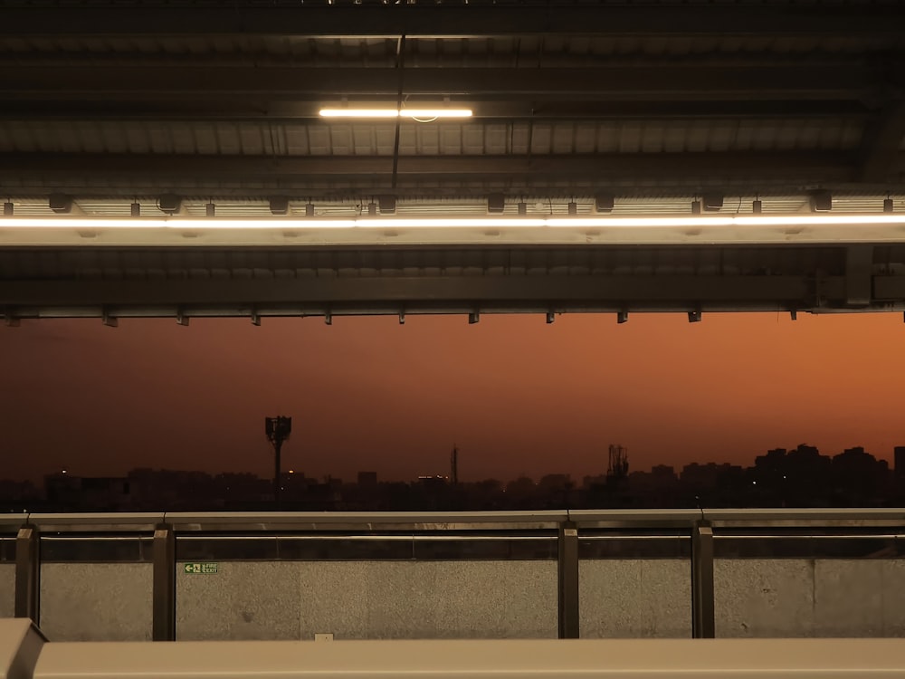 a view of a sunset from a parking garage