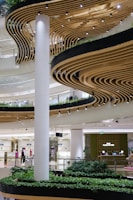 a large building with a spiral staircase inside of it