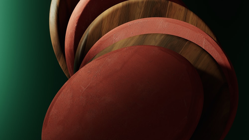 a close up of a bunch of frisbees stacked on top of each