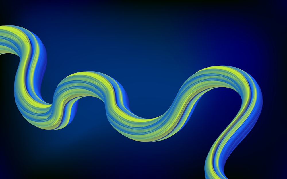 a blue and green wavy design on a black background