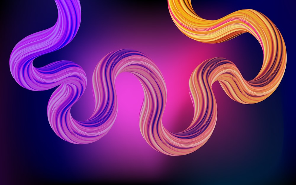 a purple and yellow swirl on a black background