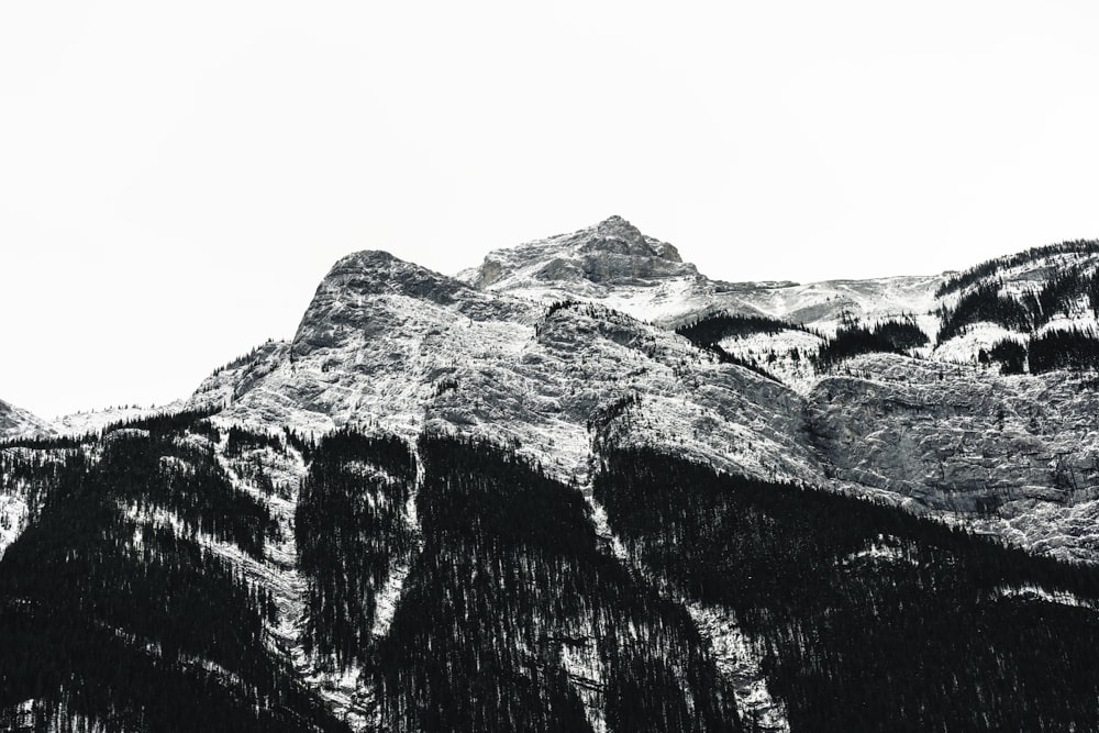 a black and white photo of a mountain range