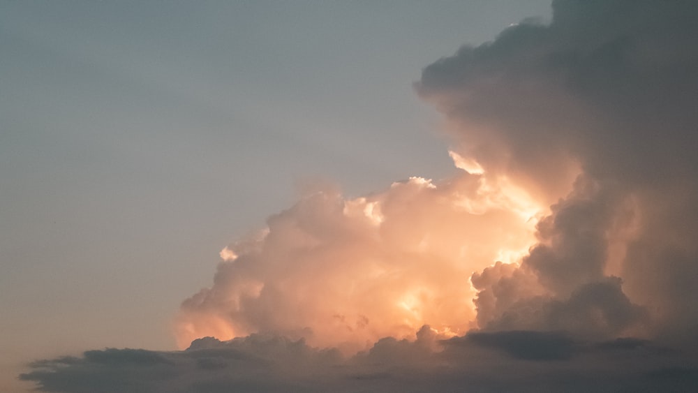 a plane flying in the sky with a lot of clouds