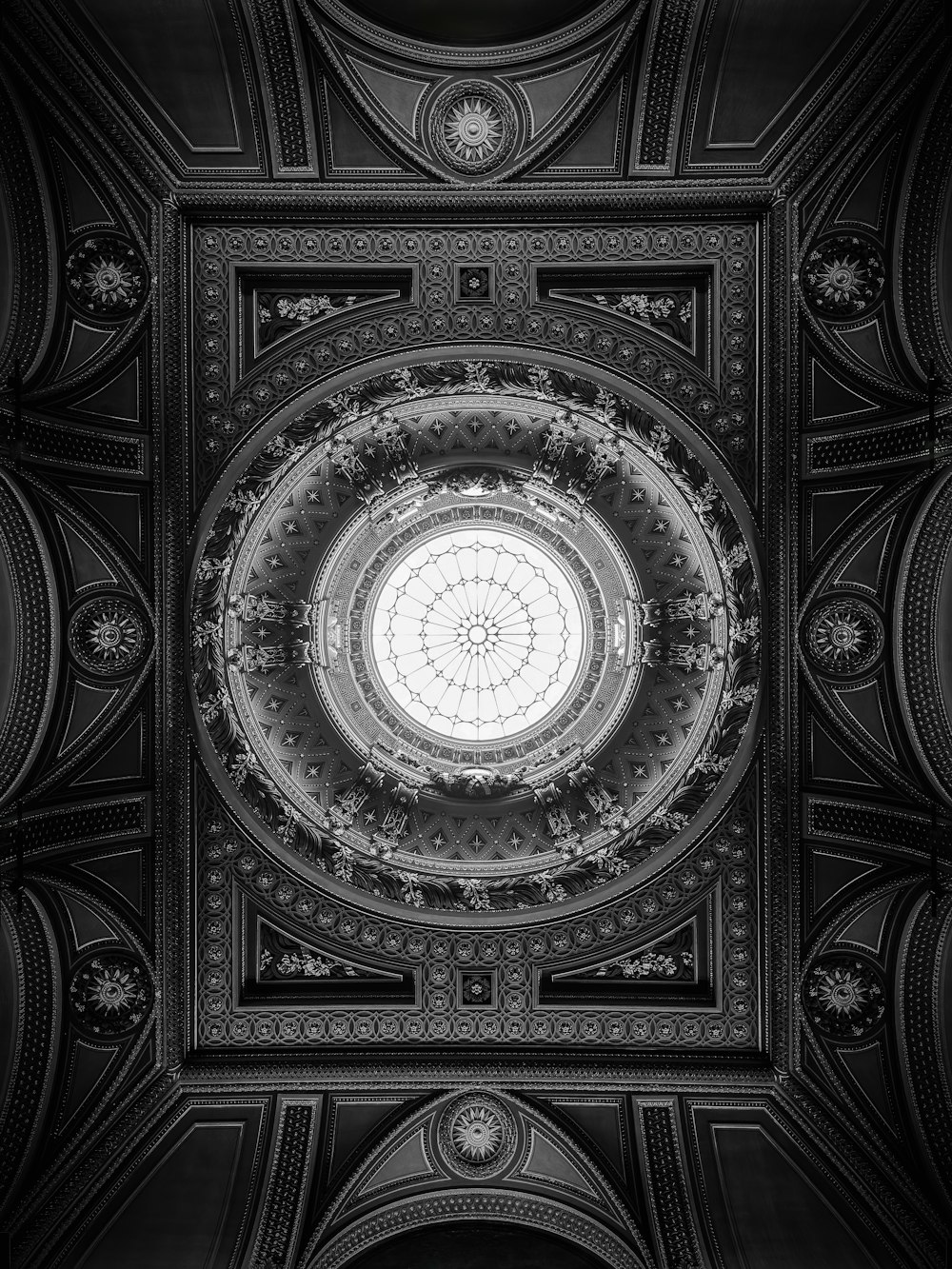 a circular window in the ceiling of a building