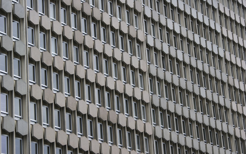 a close up of a building with many windows