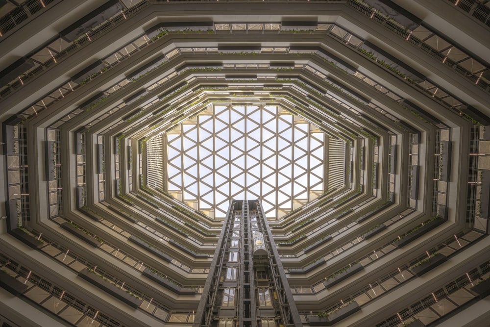 a very tall building with a very large window