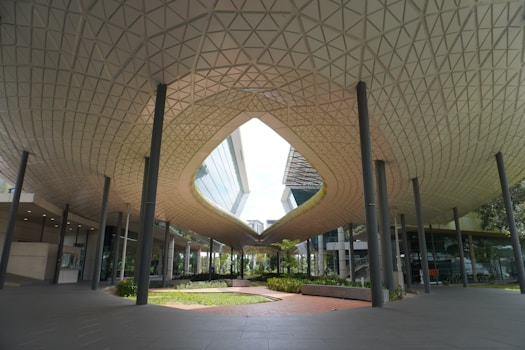 a building that has a very large roof