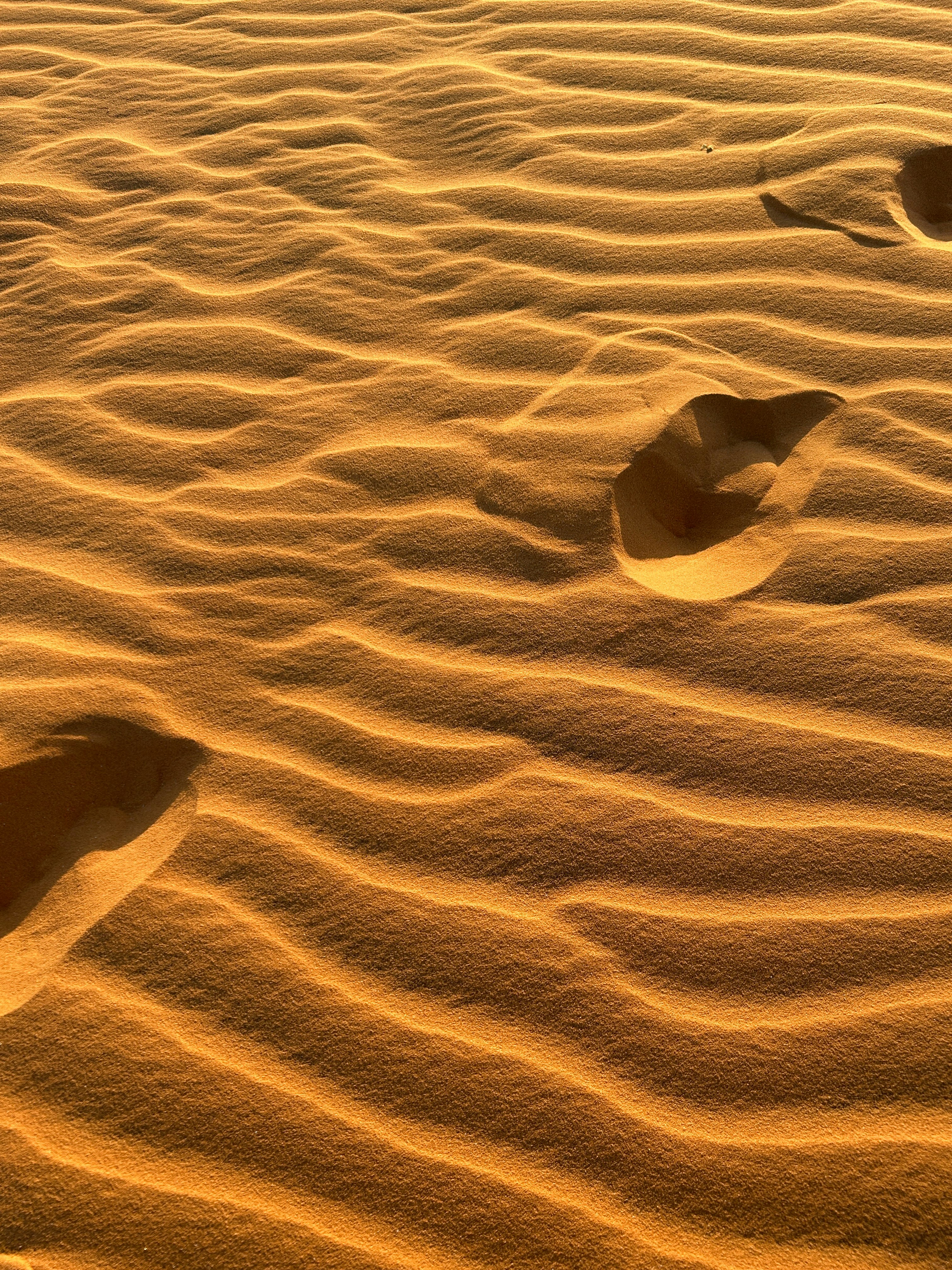 two footprints in the sand of a desert