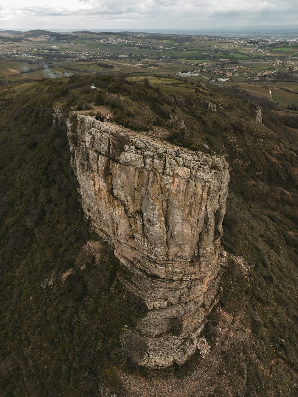 an aerial view of a rocky outcropping
