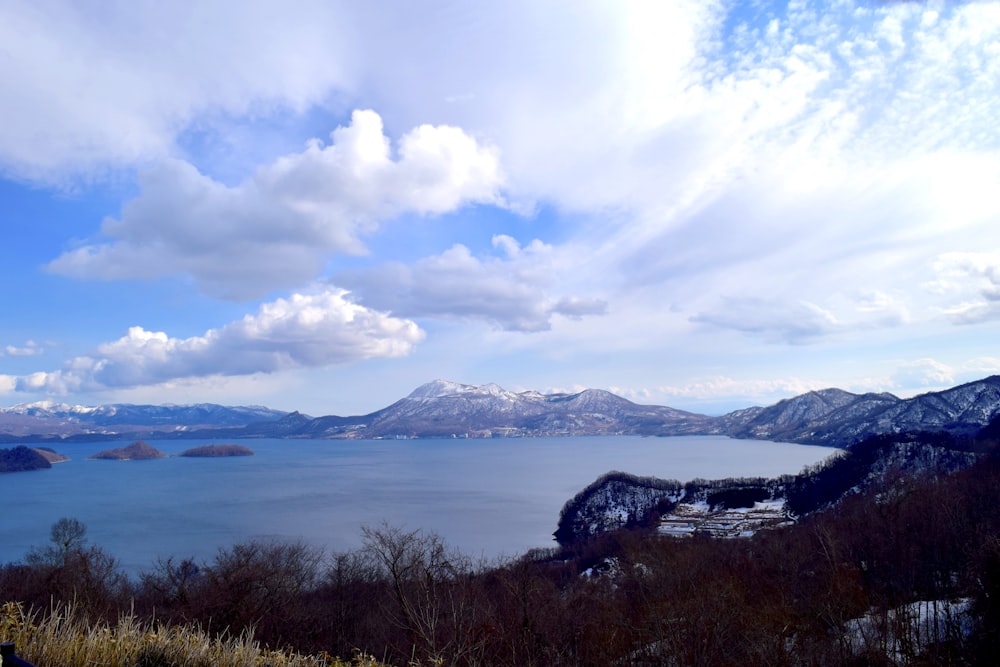 a large body of water surrounded by mountains